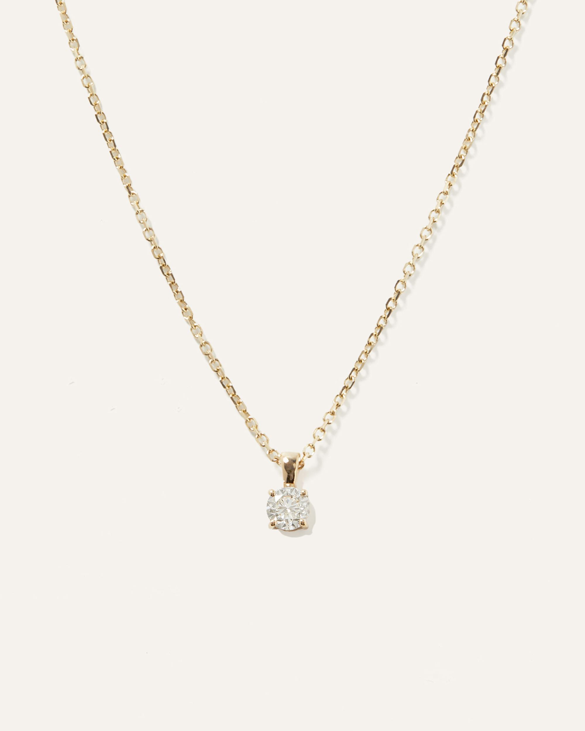 14k Gold Natural Diamond Solitaire Necklace Product Image