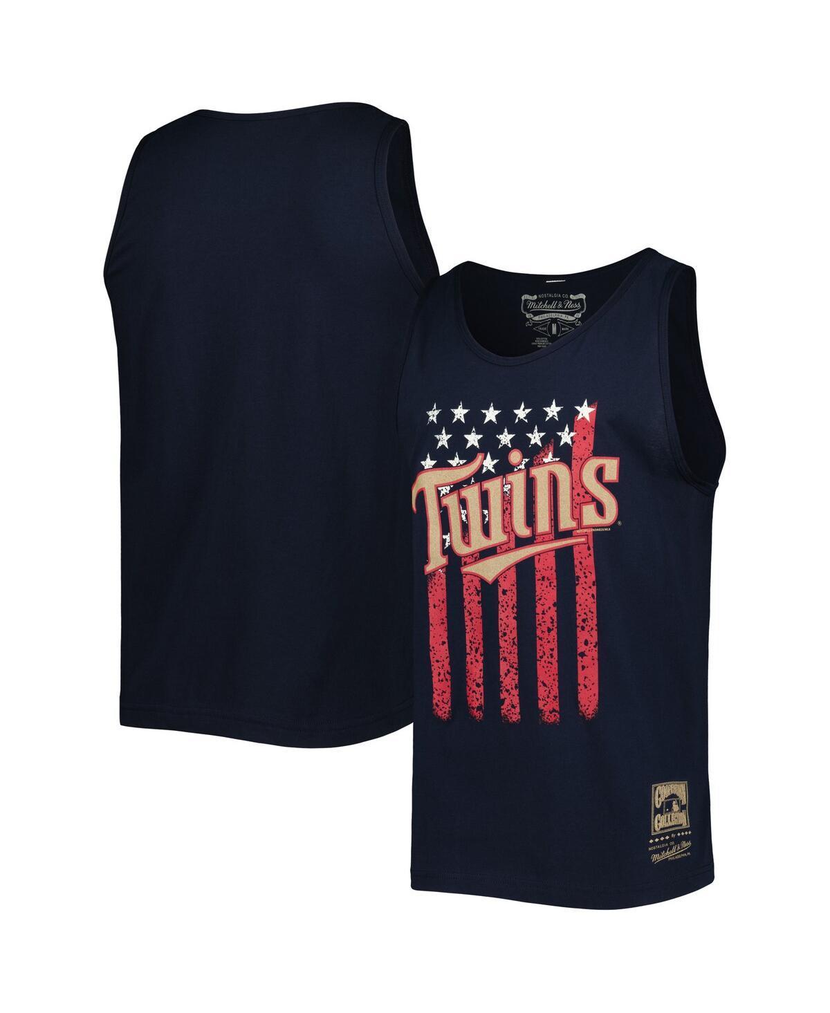 Men's Mitchell & Ness Navy Minnesota Twins Cooperstown Collection Stars and Stripes Tank Top, Size: Large, Blue Product Image