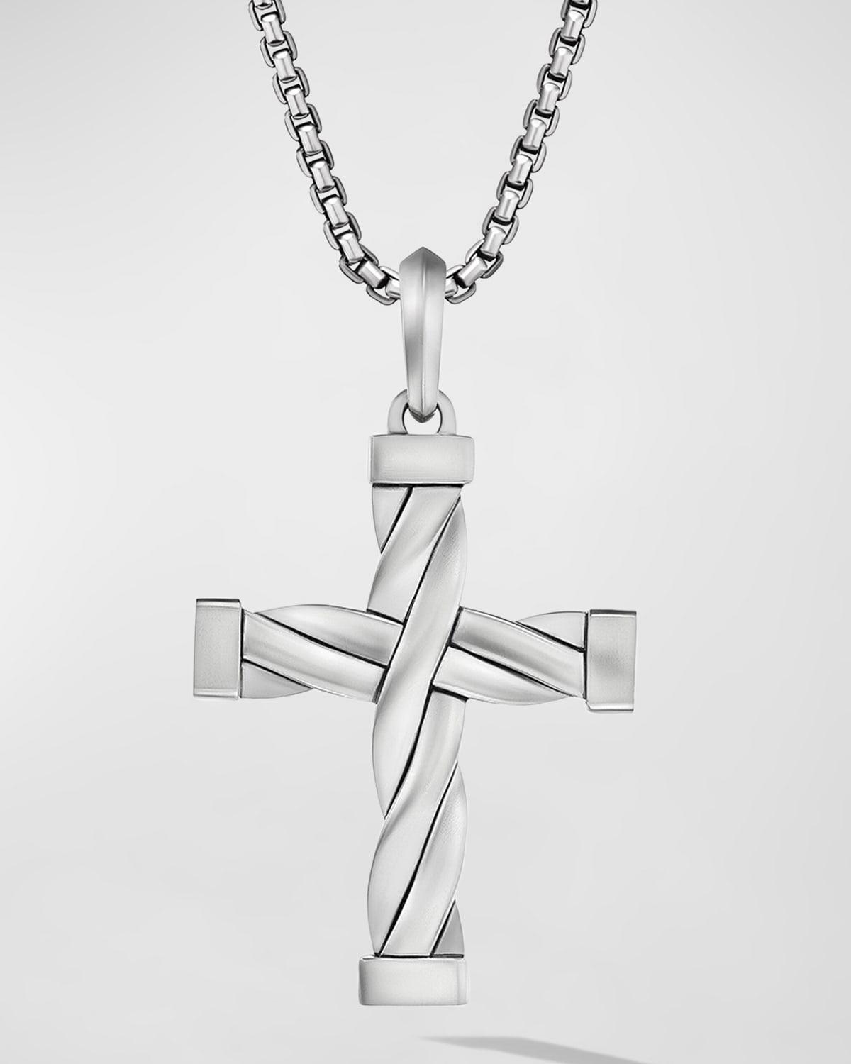 David Yurman Mens Dy Helios Cross Pendant in Sterling Silver, 48mm Product Image