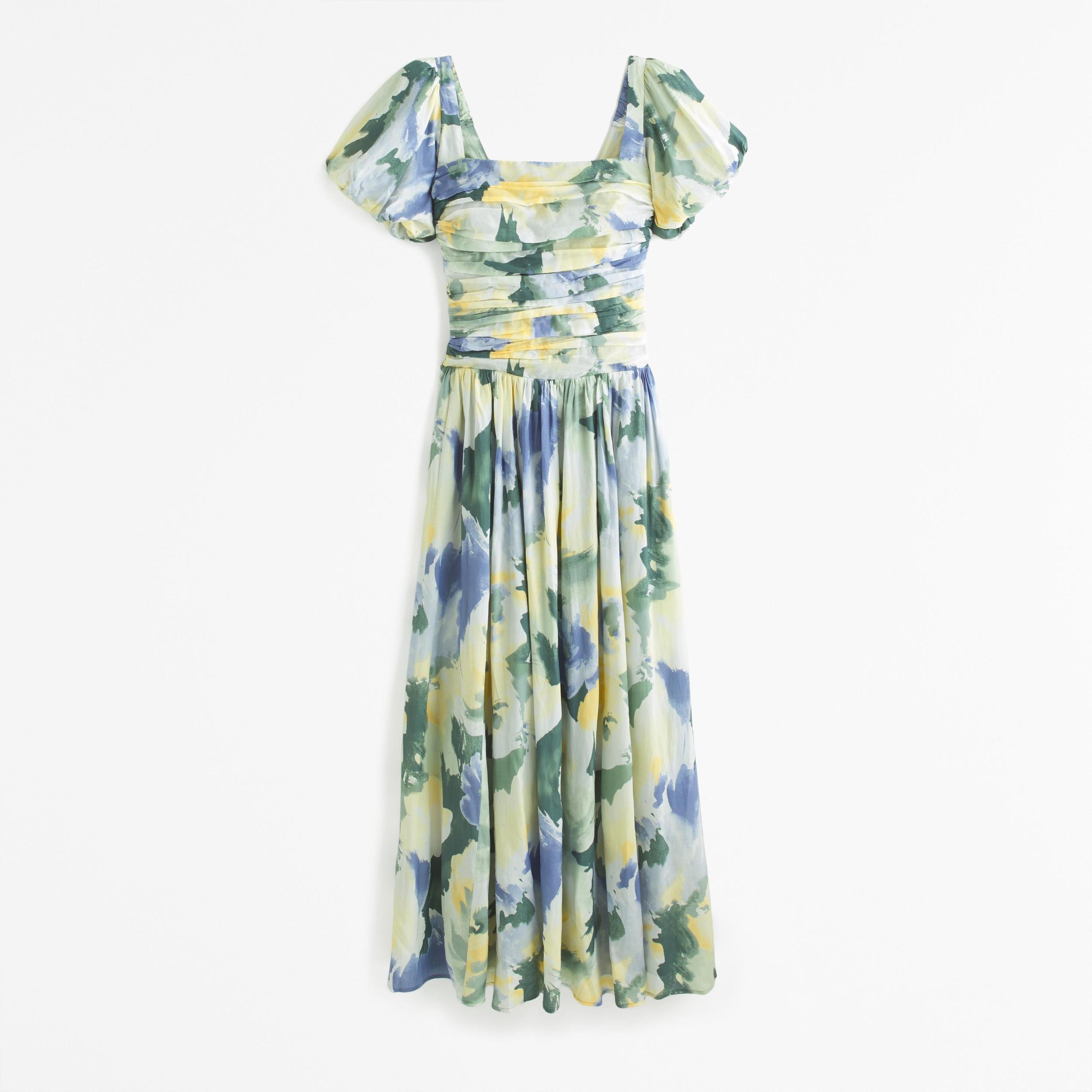 The A&F Emerson Dropped Waist Puff Sleeve Maxi Dress Product Image