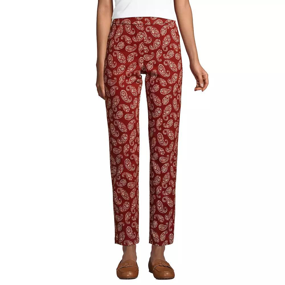 Women's Lands' End Pull-On Chino Ankle Pants, Size: 8, Red Ivory Paisley Product Image