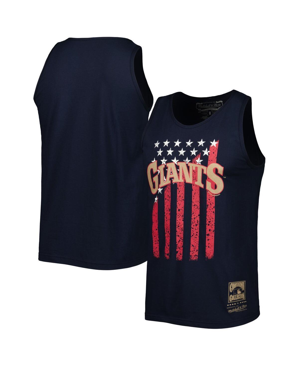 Men's Mitchell & Ness Navy San Francisco Giants Cooperstown Collection Stars and Stripes Tank Top, Size: Medium, Blue Product Image