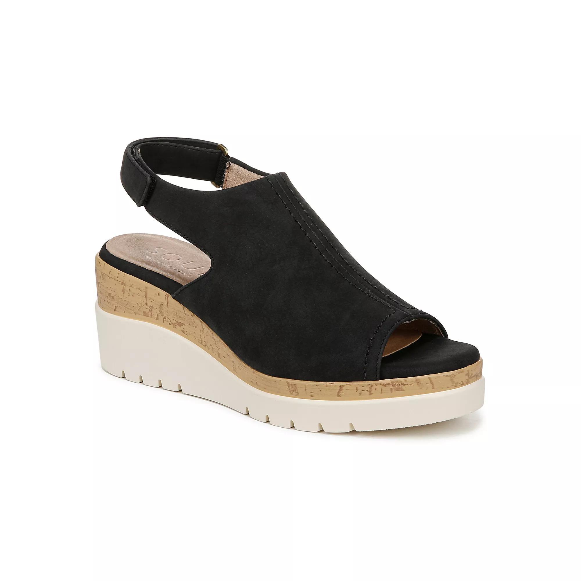 SOUL Naturalizer Giselle Women's Wedge Slingback Sandals, Size: 6.5 Wide, Black Product Image