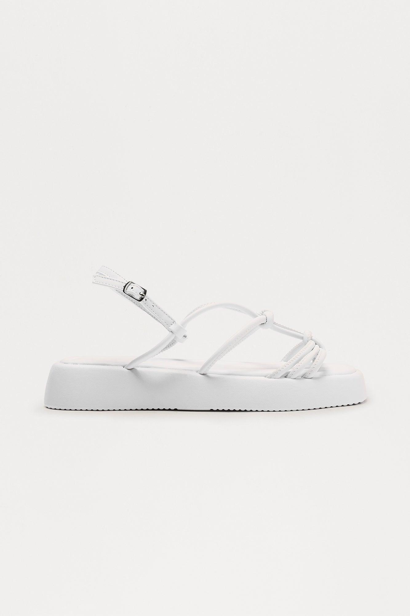 Barrie Faux Leather Sandals - White Product Image