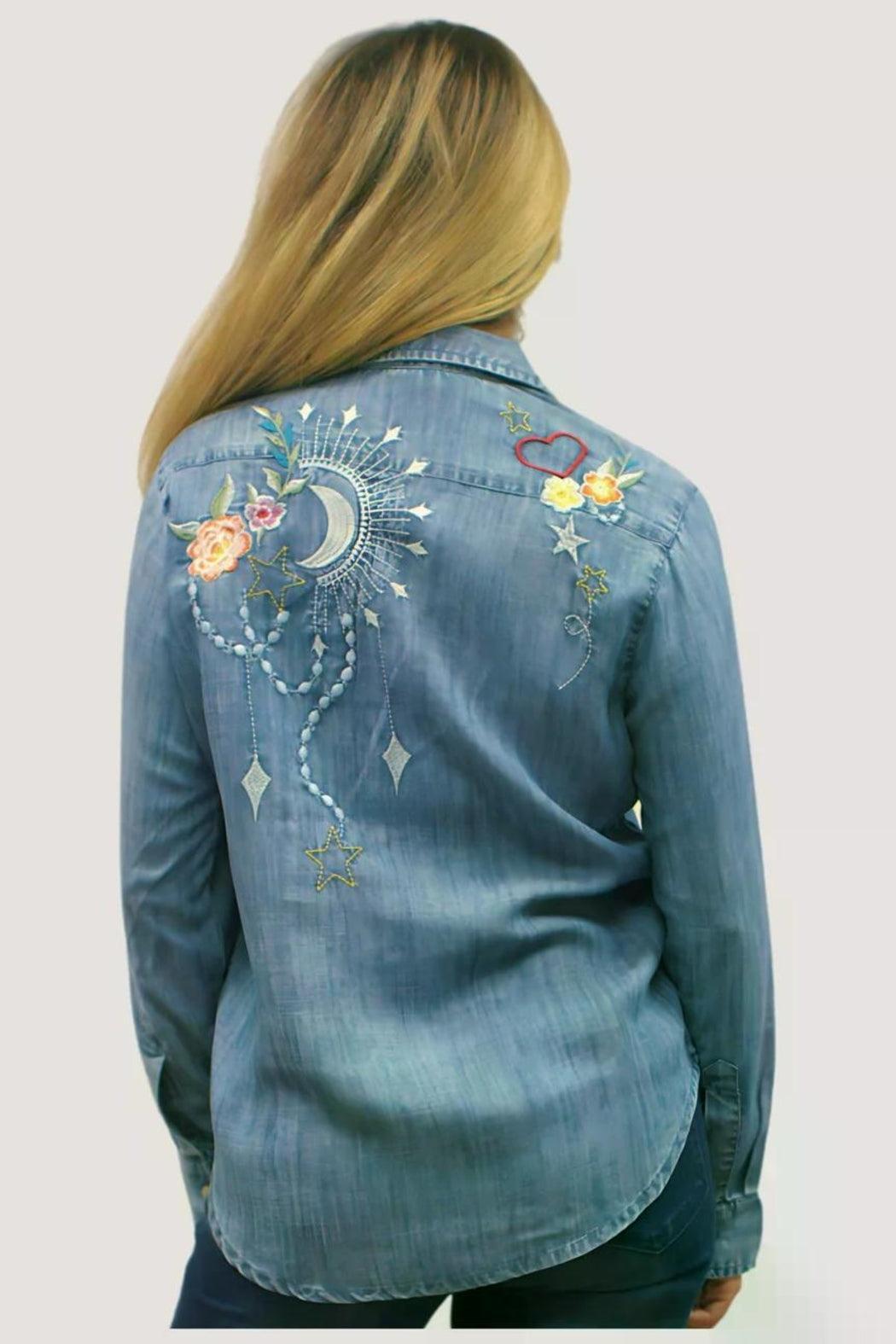 Denim Embroidered Shirt Product Image