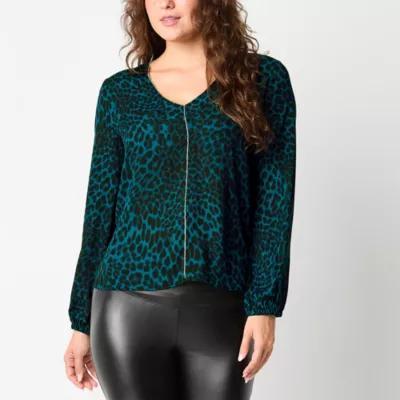 Bold Elements Womens V Neck Long Sleeve Blouse Product Image