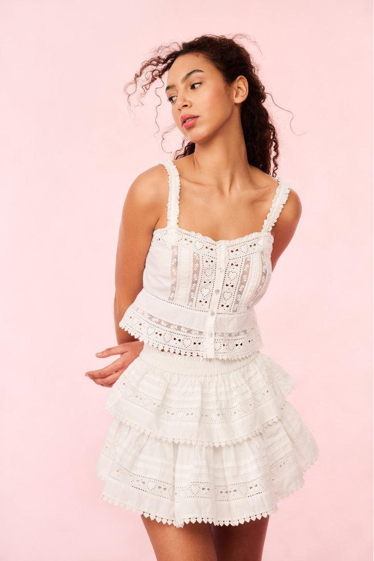 Ruffle Mini Heart Eyelet Lace Skirt Product Image