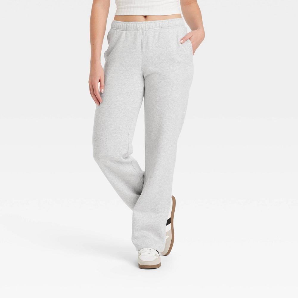Women's Leisure Studio Mid-Rise Knit Straight Leg Sweatpants - Universal Thread™ Heather L: Side Pocket, Elastic Waistband Product Image
