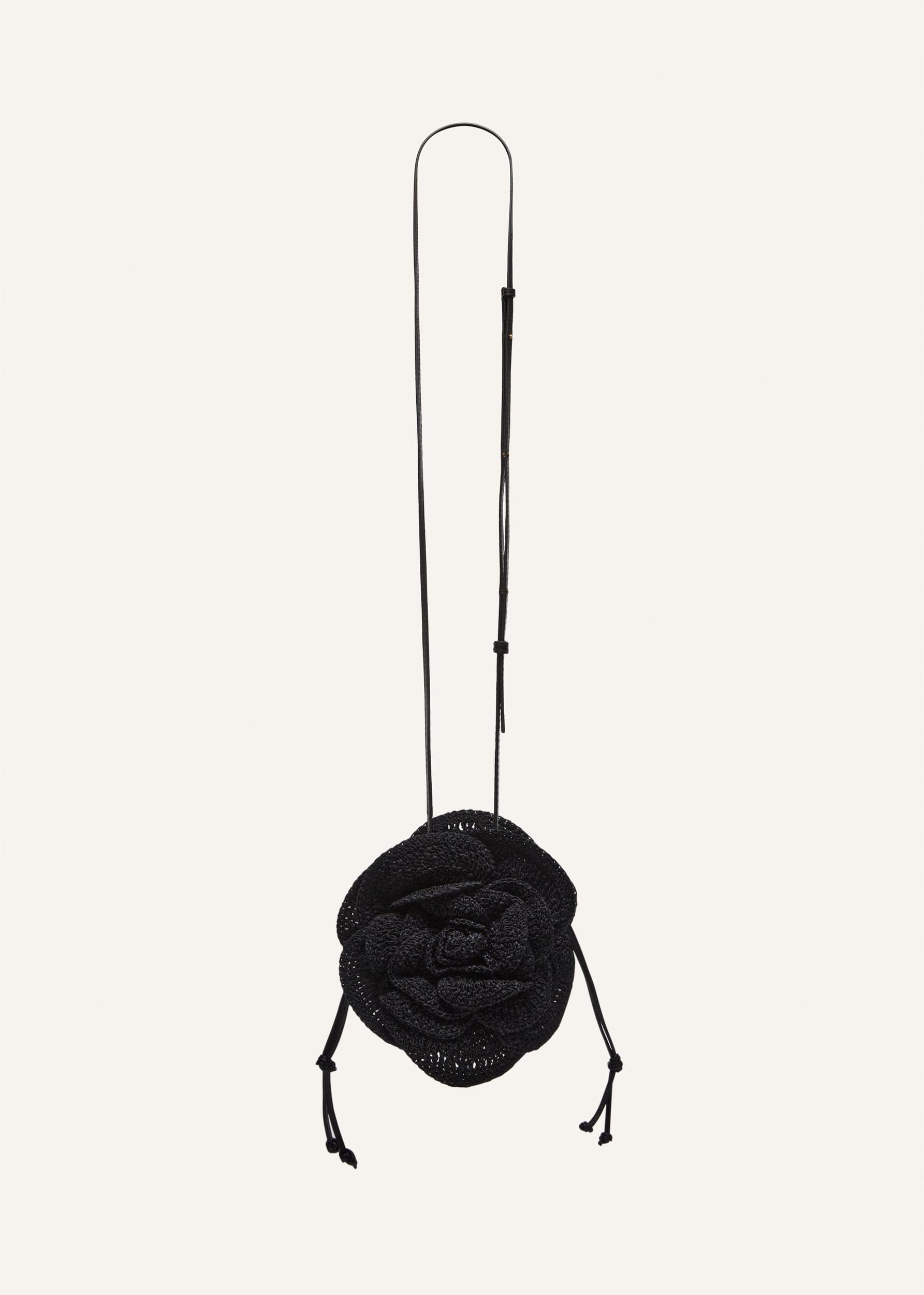 Magda bag pearl strap in black crochet Product Image