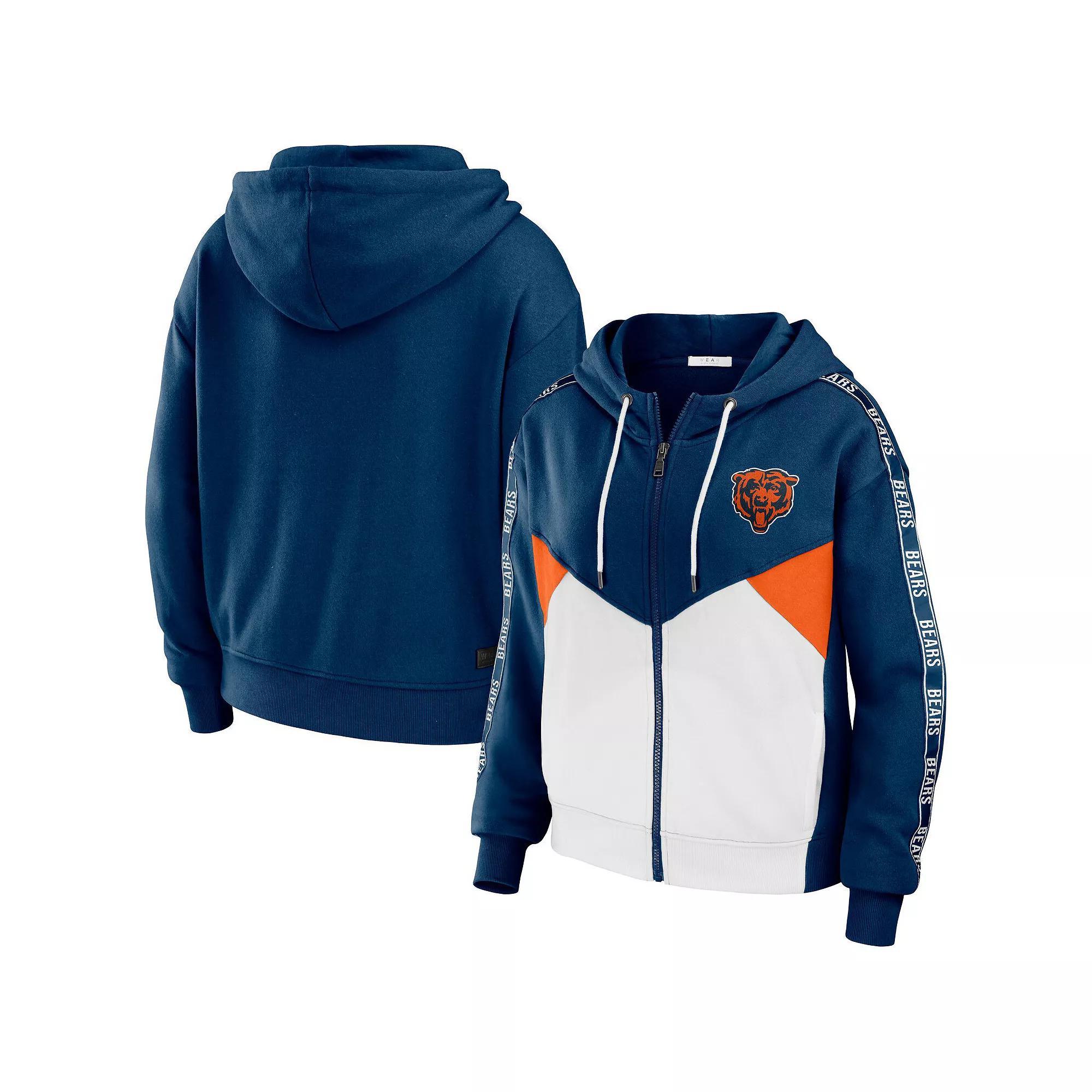 Women's WEAR by Erin Andrews Brown/White Cleveland Browns Color-Block Full-Zip Hoodie, Size: 2XL Product Image