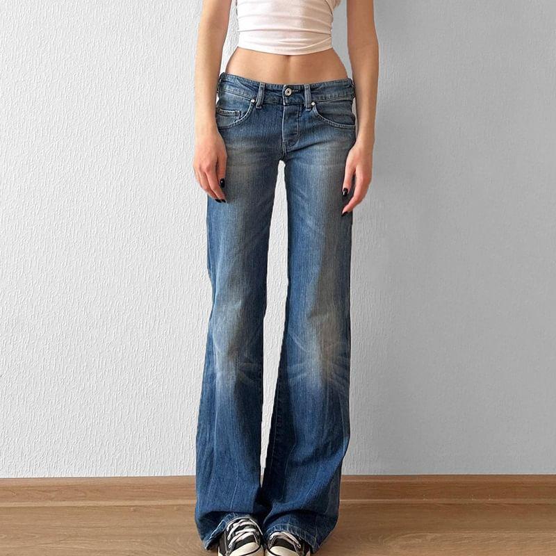 High Rise Washed Flared Jeans Product Image