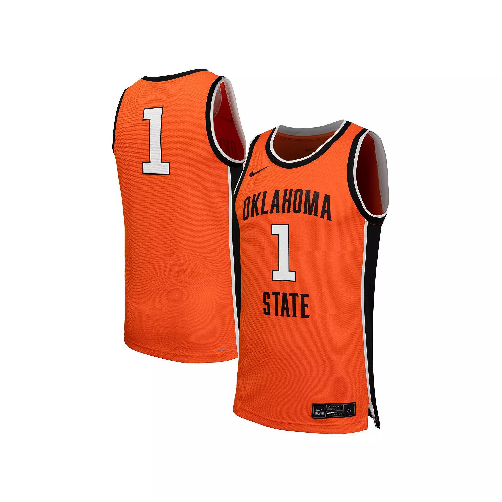 Men's Nike #1 Orange Oklahoma State Cowboys  Replica Basketball Jersey, Size: Medium Product Image