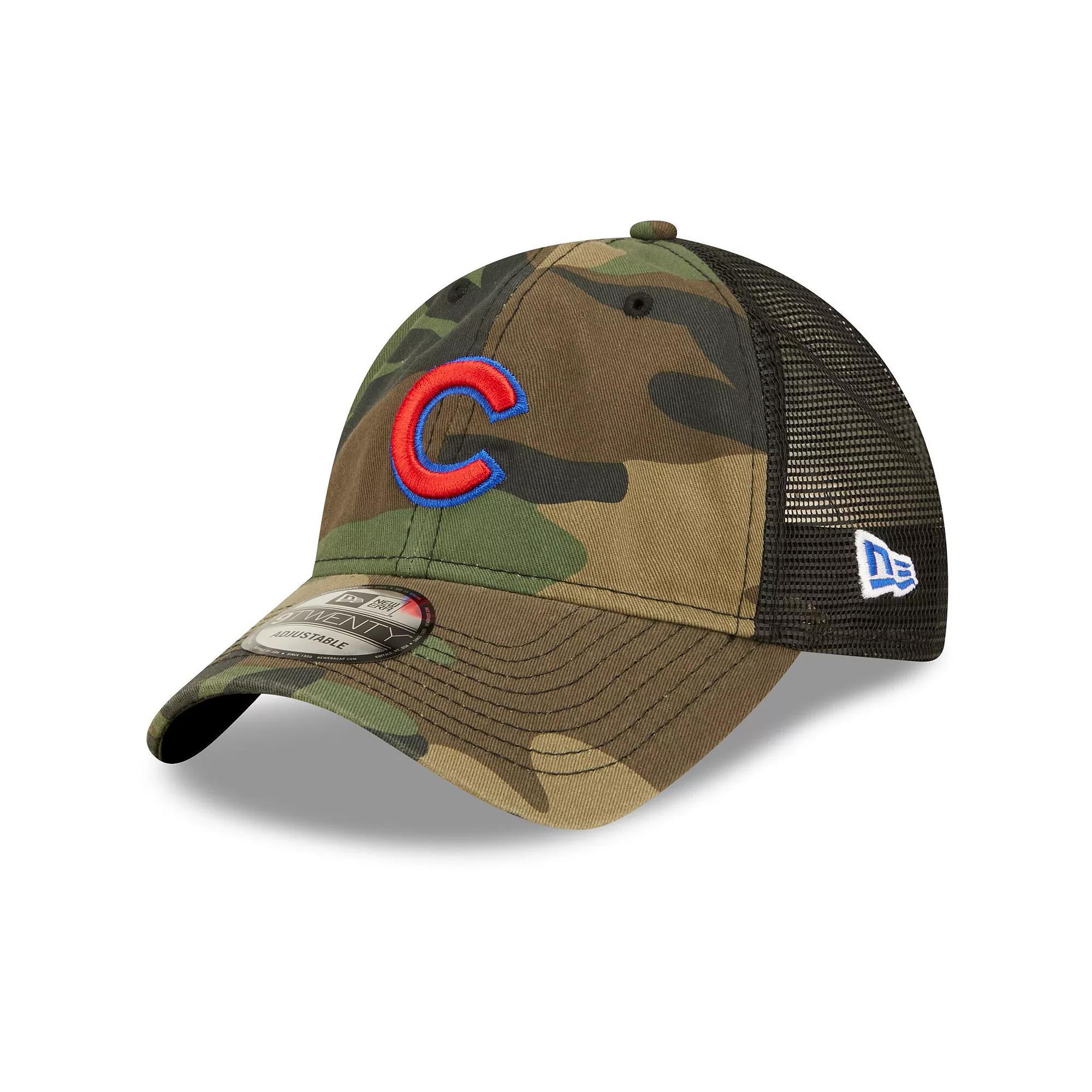 Men's New Era Camo Chicago Cubs Trucker 9TWENTY Snapback Hat, Green Product Image