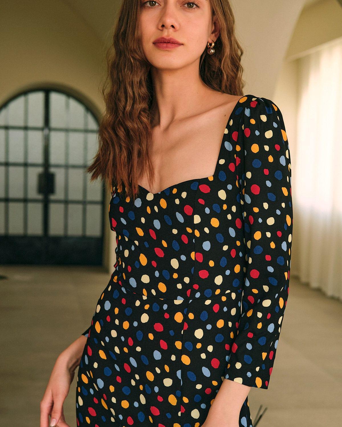 The Sweetheart Neck Polka Dot Maxi Dress Female Product Image