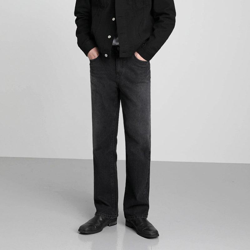 RT No. 3155 WASHED BLACK WIDE STRAIGHT PANTS Product Image