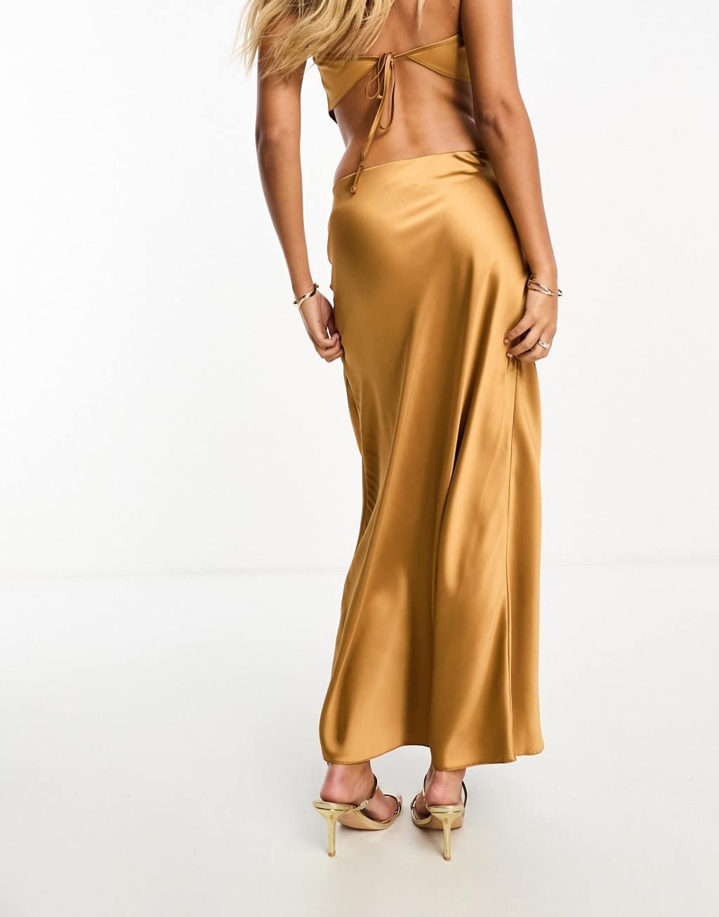 Miss Selfridge satin bias maxi skirt Product Image