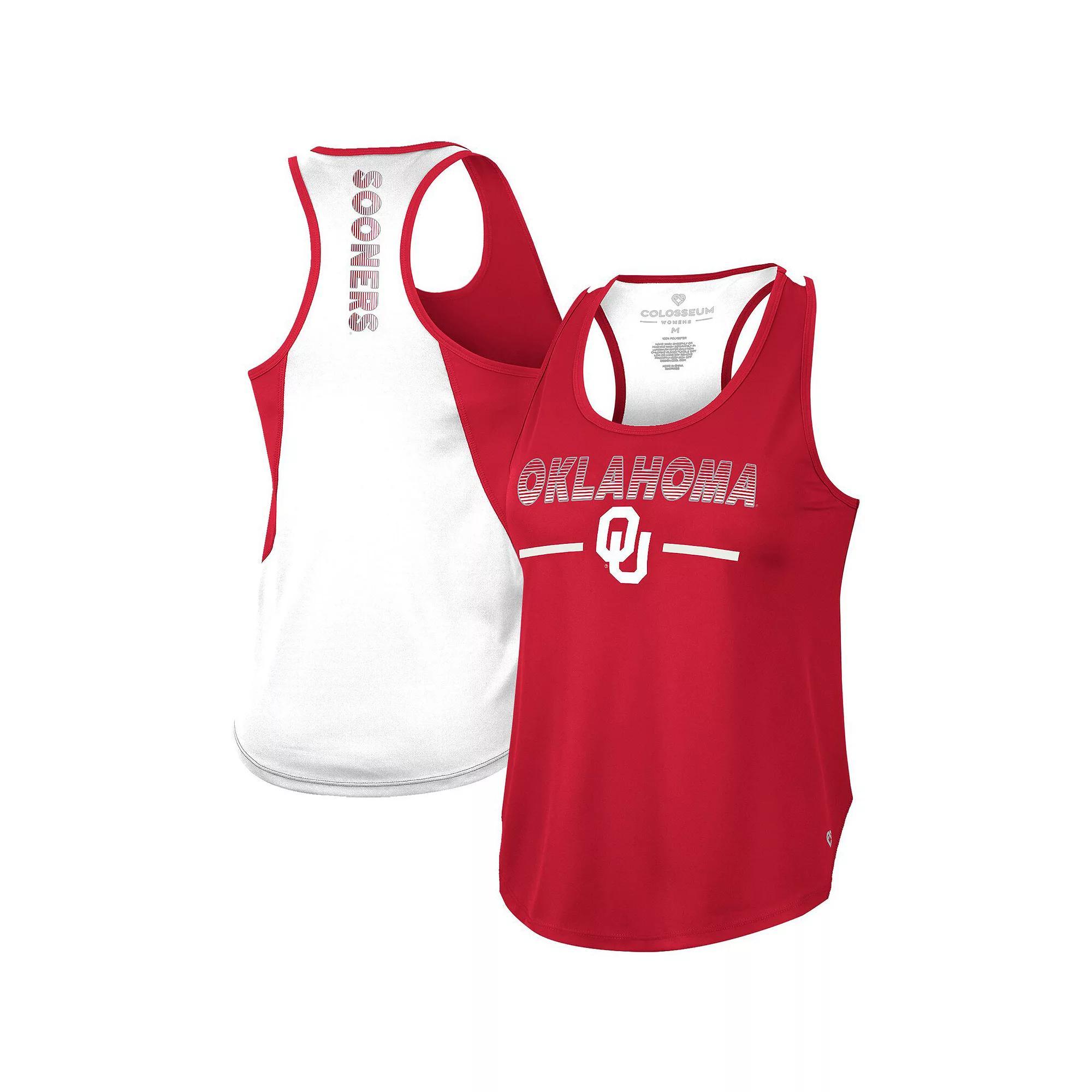 Women's Colosseum Crimson Oklahoma Sooners Sachs 2-Hit Scoop Neck Racerback Tank Top, Size: Small, Red Product Image