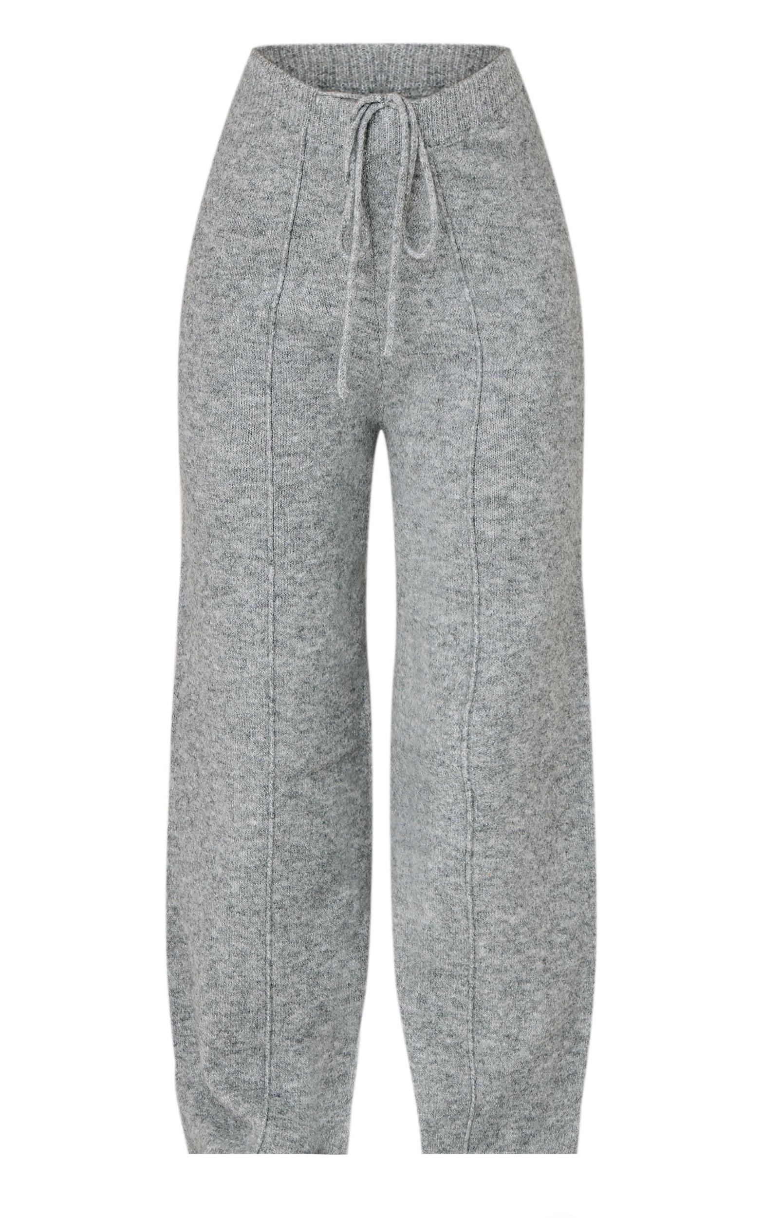 Petite Grey Knitted Seam Detail Wide Leg Pants Product Image