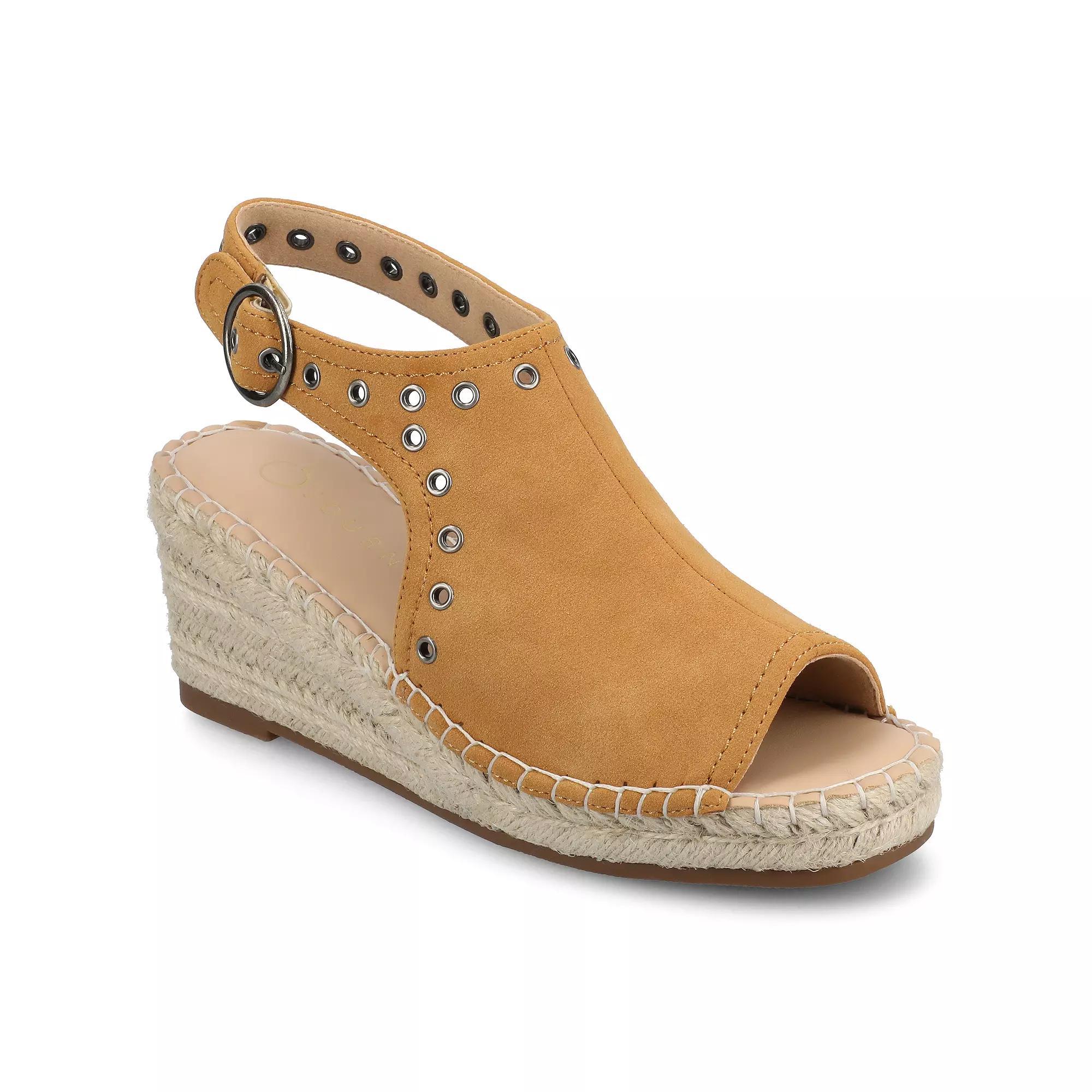 Journee Crisie Womens Ankle Strap Espadrille Wedge Sandals Red Product Image