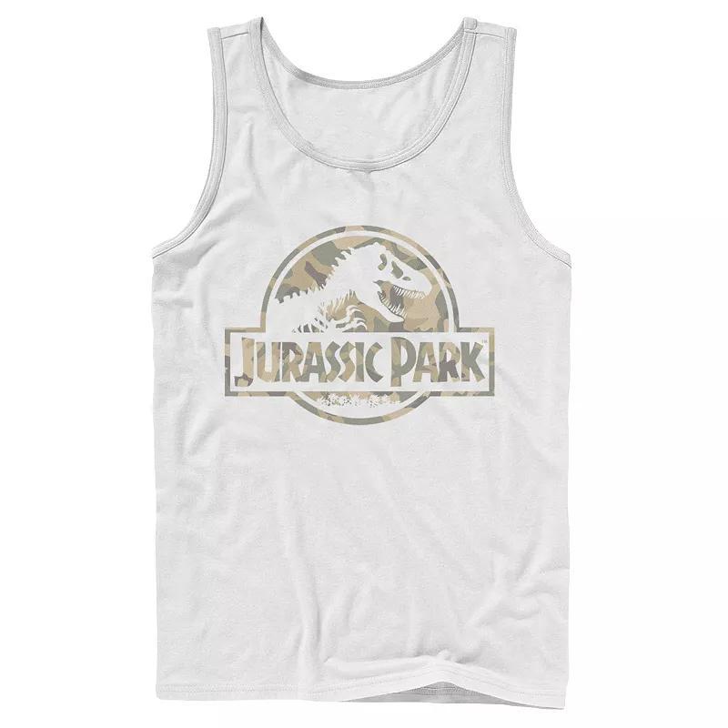 Men's Jurassic Park Beige Flat Movie Logo Tank Top, Size: Large, White Product Image