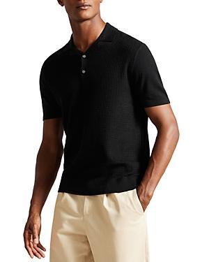 Ted Baker Adio Textured Front Knit Short Sleeve Polo Product Image