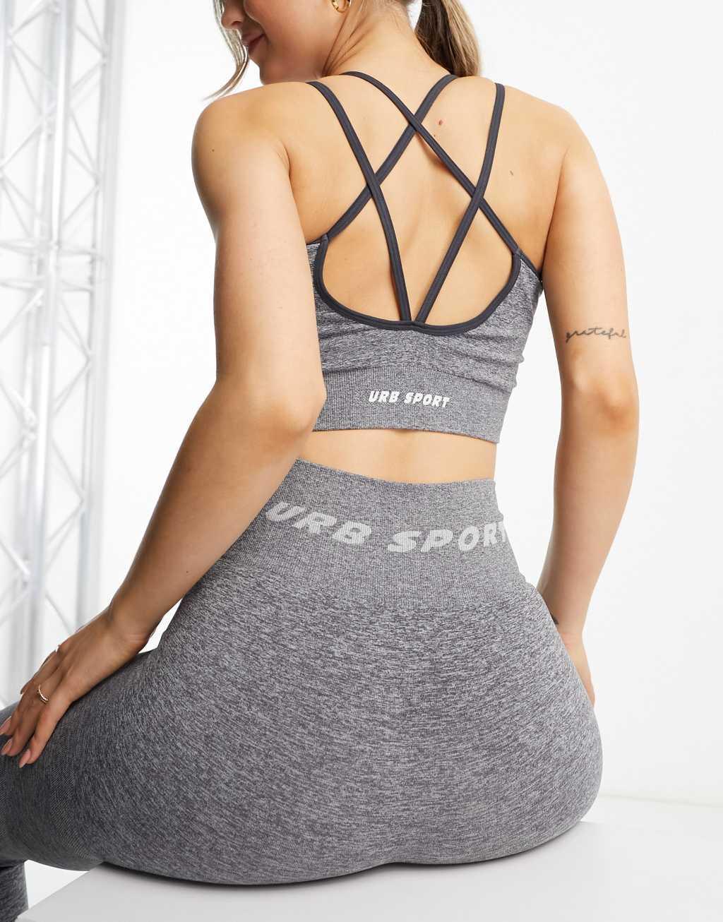 Urban Threads seamless sports bralette with strappy back Product Image