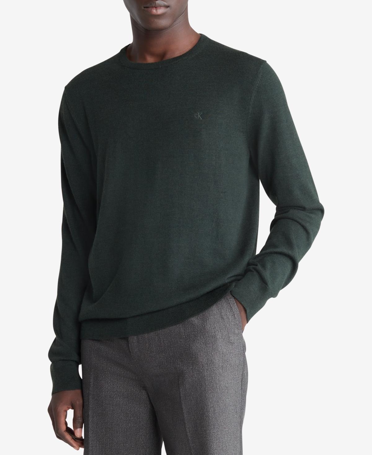 Calvin Klein Men's Extra Fine Merino Blend Crewneck Sweater - Black - S Product Image