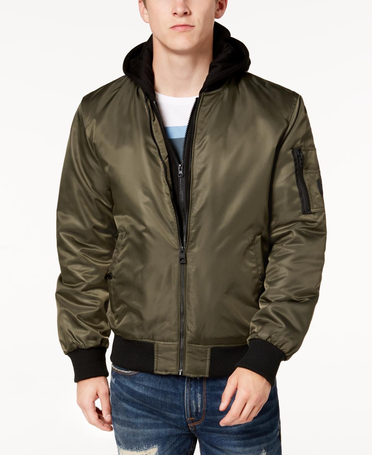Guess Mens Bomber Jacket with Removable Hooded Inset Product Image