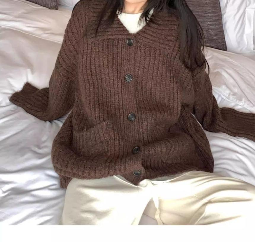 Turtleneck Ribbed Cardigan Product Image