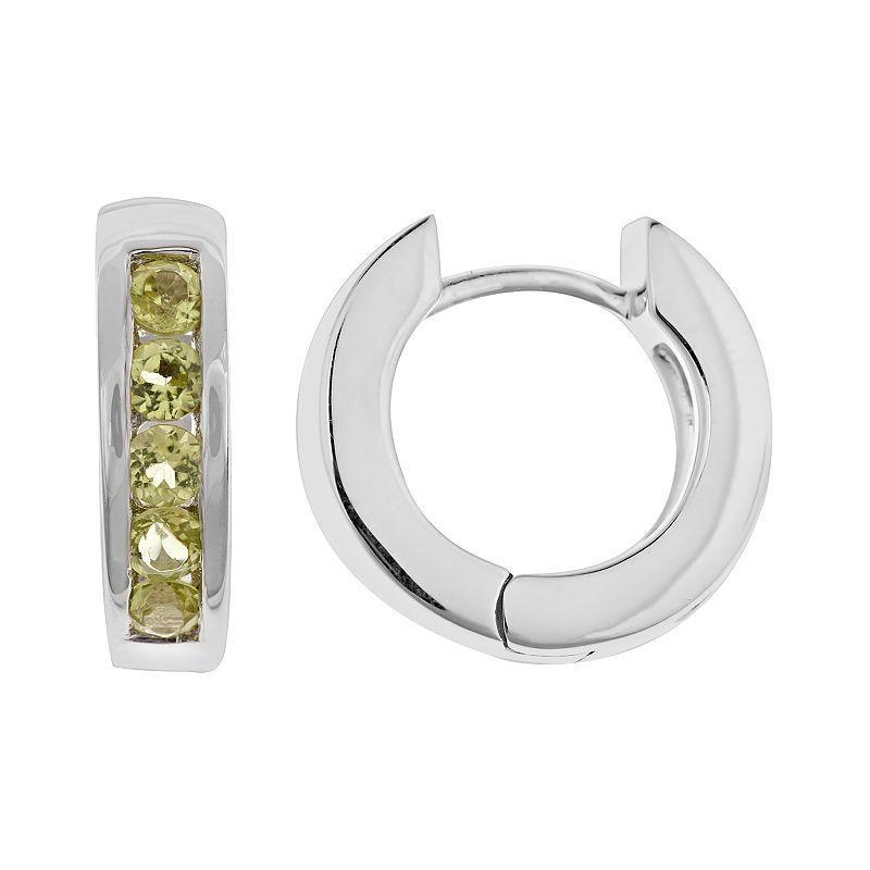 Celebration Gems Sterling Silver Garnet Hinged Hoop Earrings, Women's, Multicolor Product Image