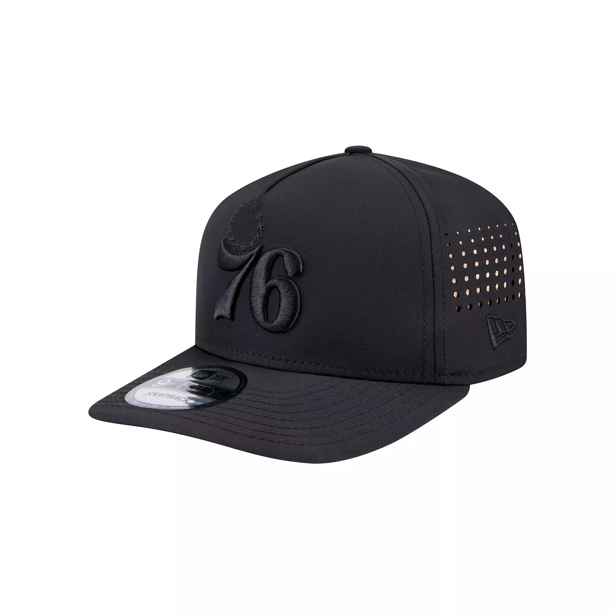Men's New Era Black Philadelphia 76ers Vented 9FIFTY A-Frame Snapback Hat, 76r Black Product Image