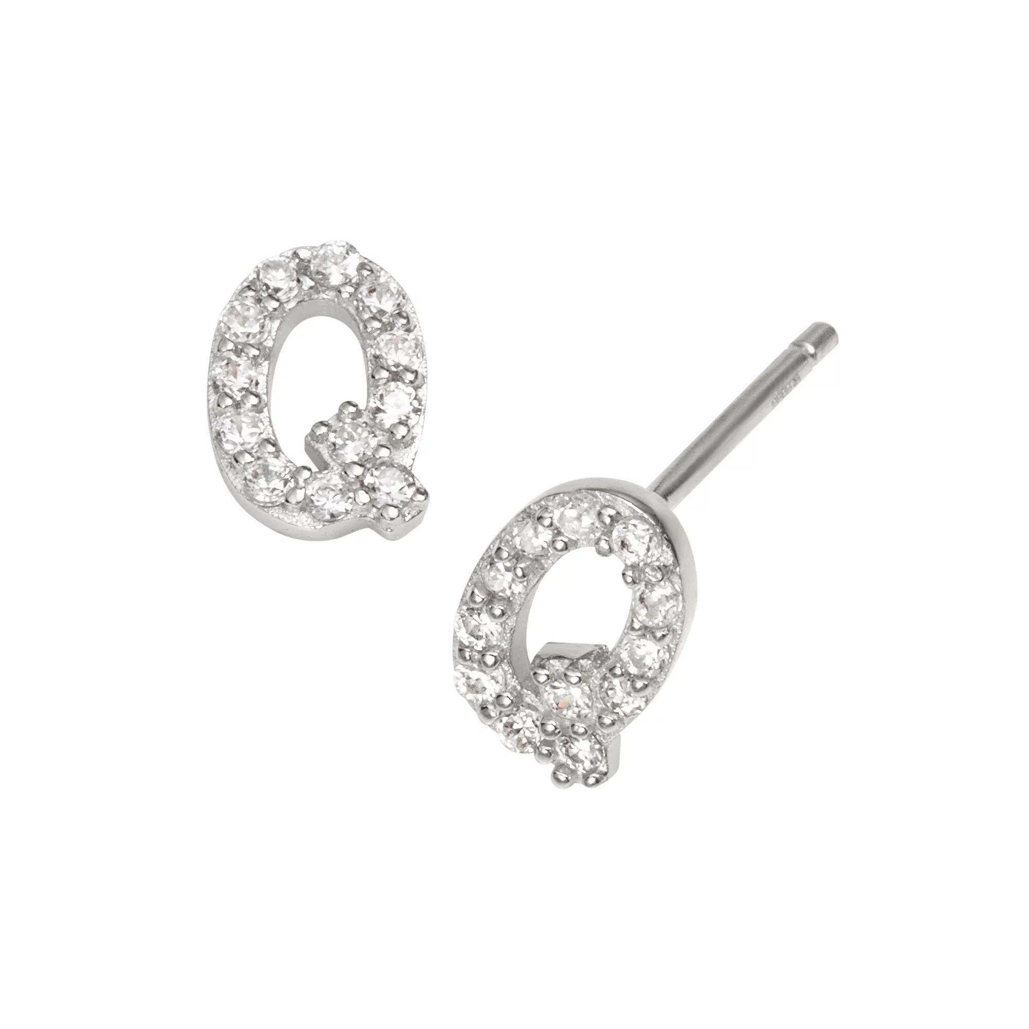 Sophie Miller Sterling Silver Cubic Zirconia Initial Stud Earrings, Womens Product Image
