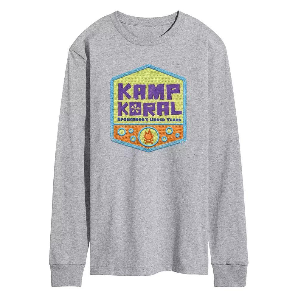 Mens SpongeBob SquarePants Kamp Koral Long Sleeve Graphic Tee Grey Gray Product Image