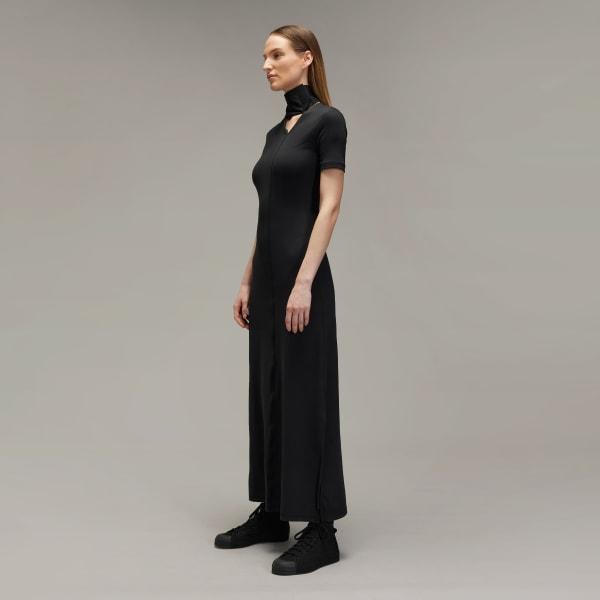adidas Y-3 Fitted Neck Closure Dress Black 2XS Womens Product Image
