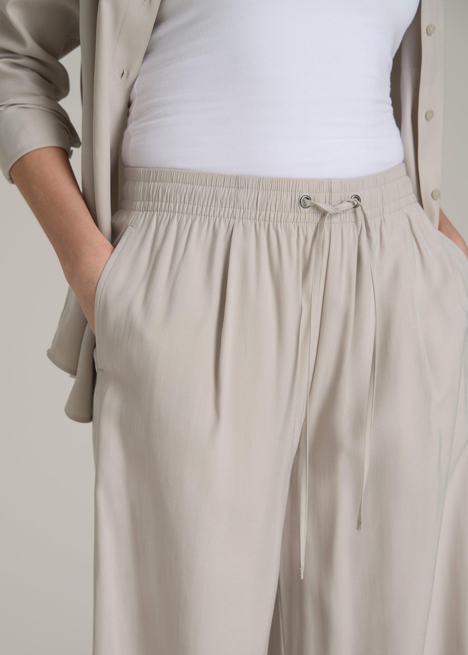Relaxed Pull On Pants for Tall Women in Stone Product Image