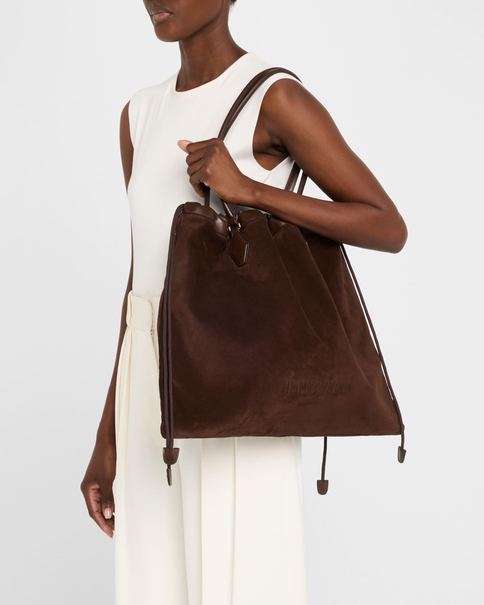 Large Suede Drawstring Tote Bag Product Image