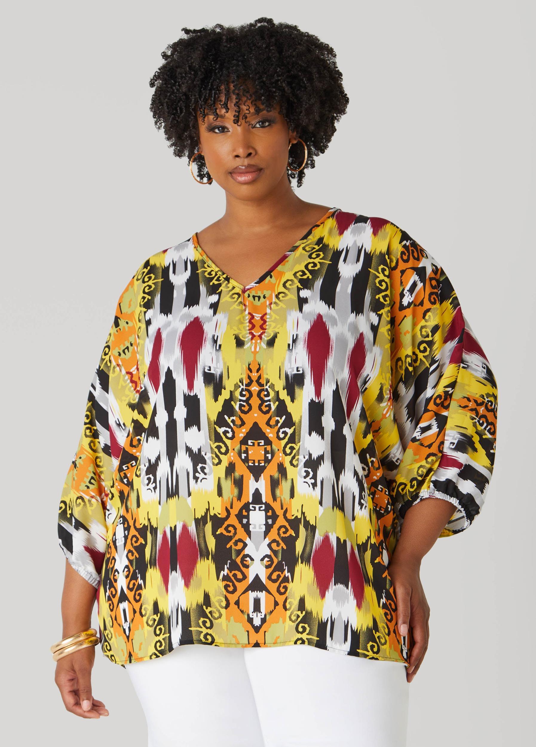 V Neck Abstract Print Blouse Product Image