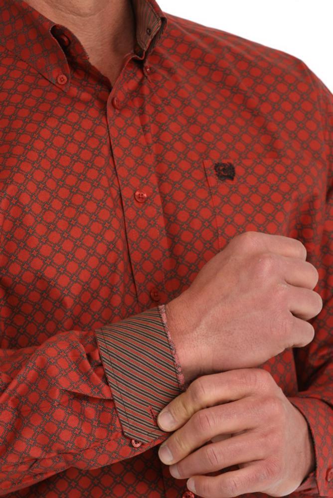 Cinch® Men's L/S Red Diamond Print Button Shirt Product Image