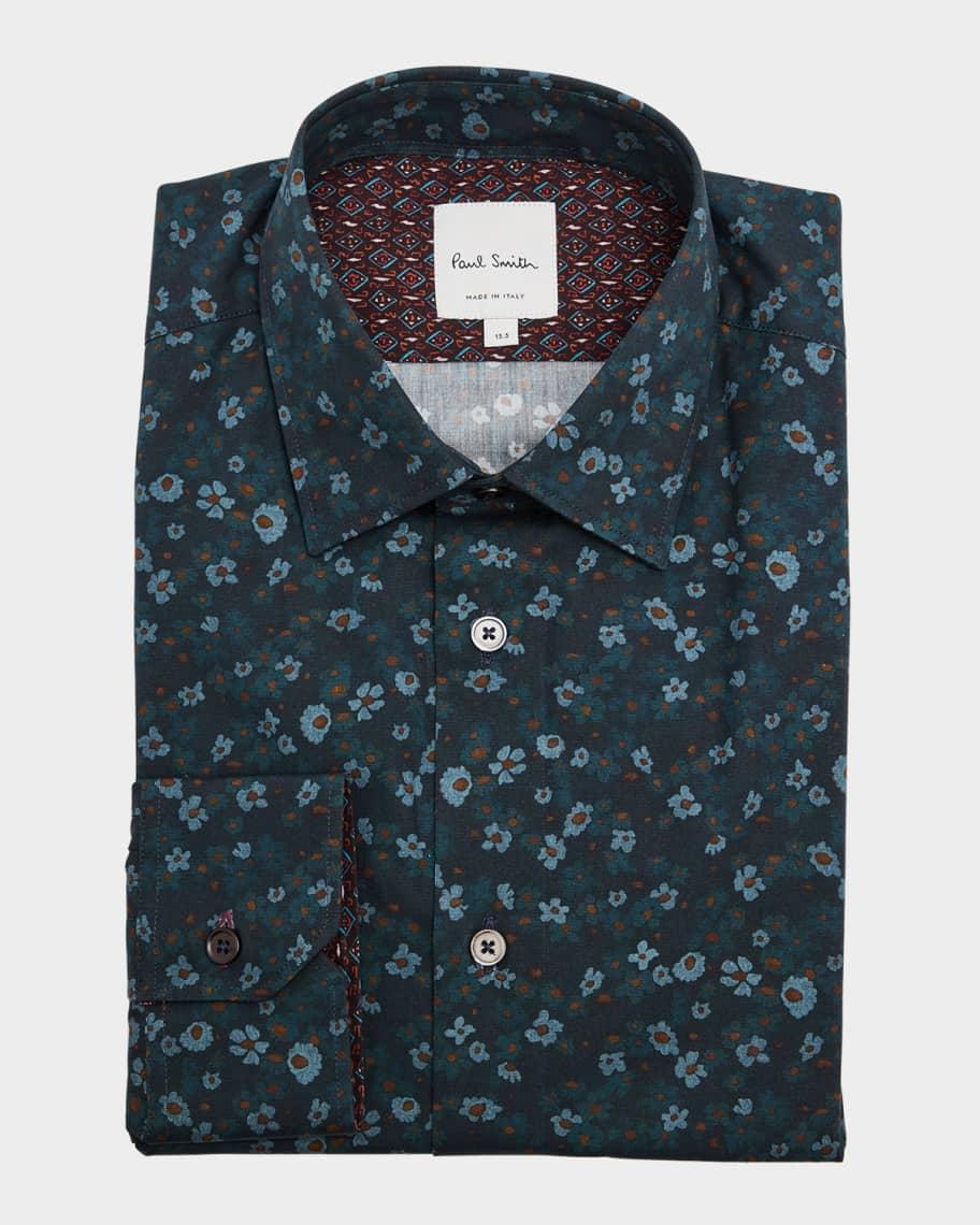 Mens Organic Cotton Floral Dress Shirt Product Image