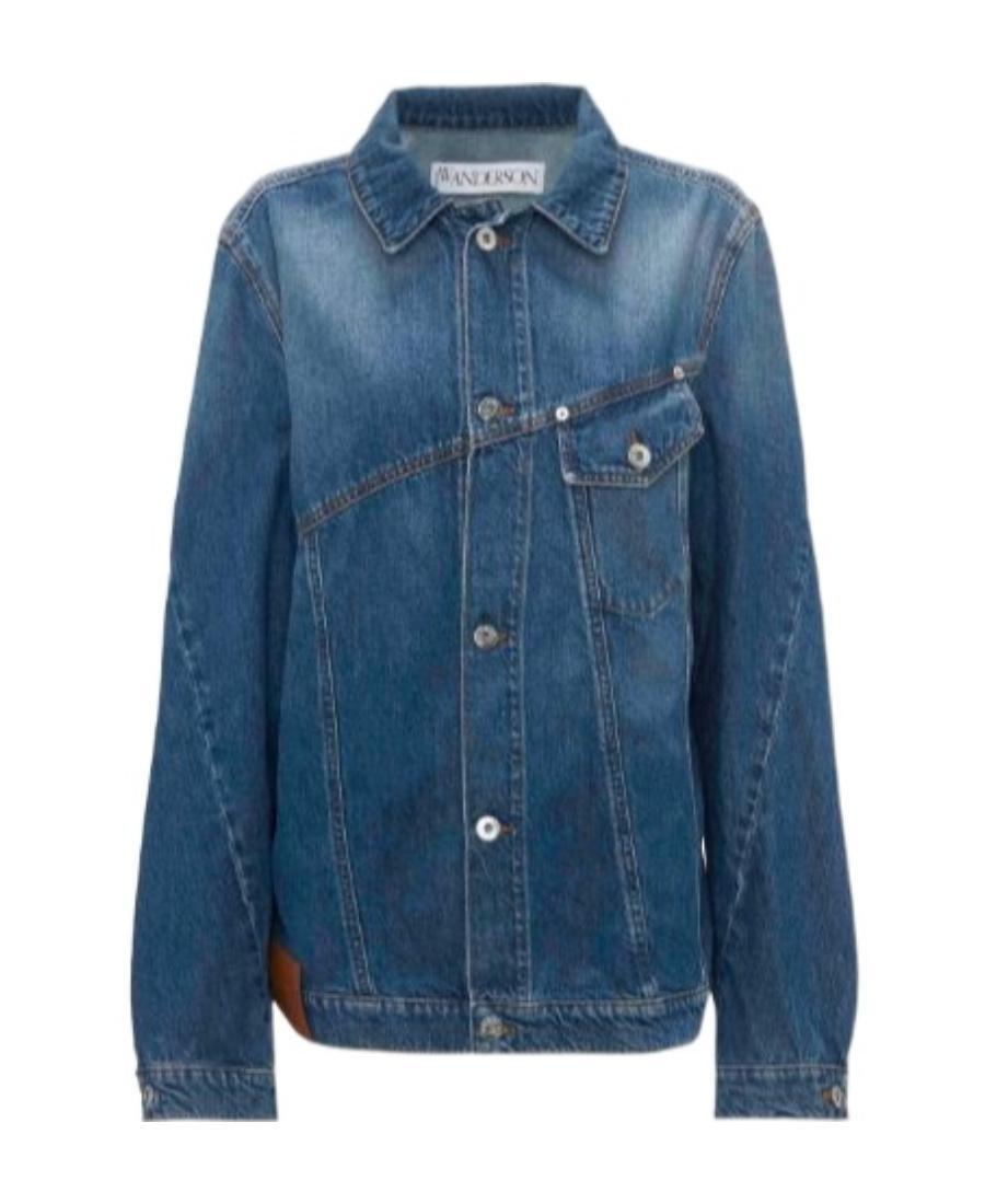 JW ANDERSON Anchor-logo Deconstructed Denim Jacket In Blue Product Image