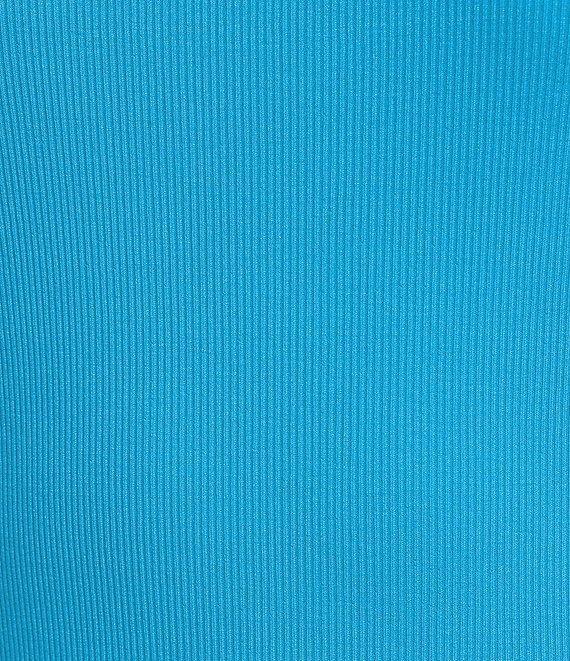 Sugarlips Scooped Neck Ruffle Shoulder Cap Sleeve Ribbed Mixed Media Top Product Image