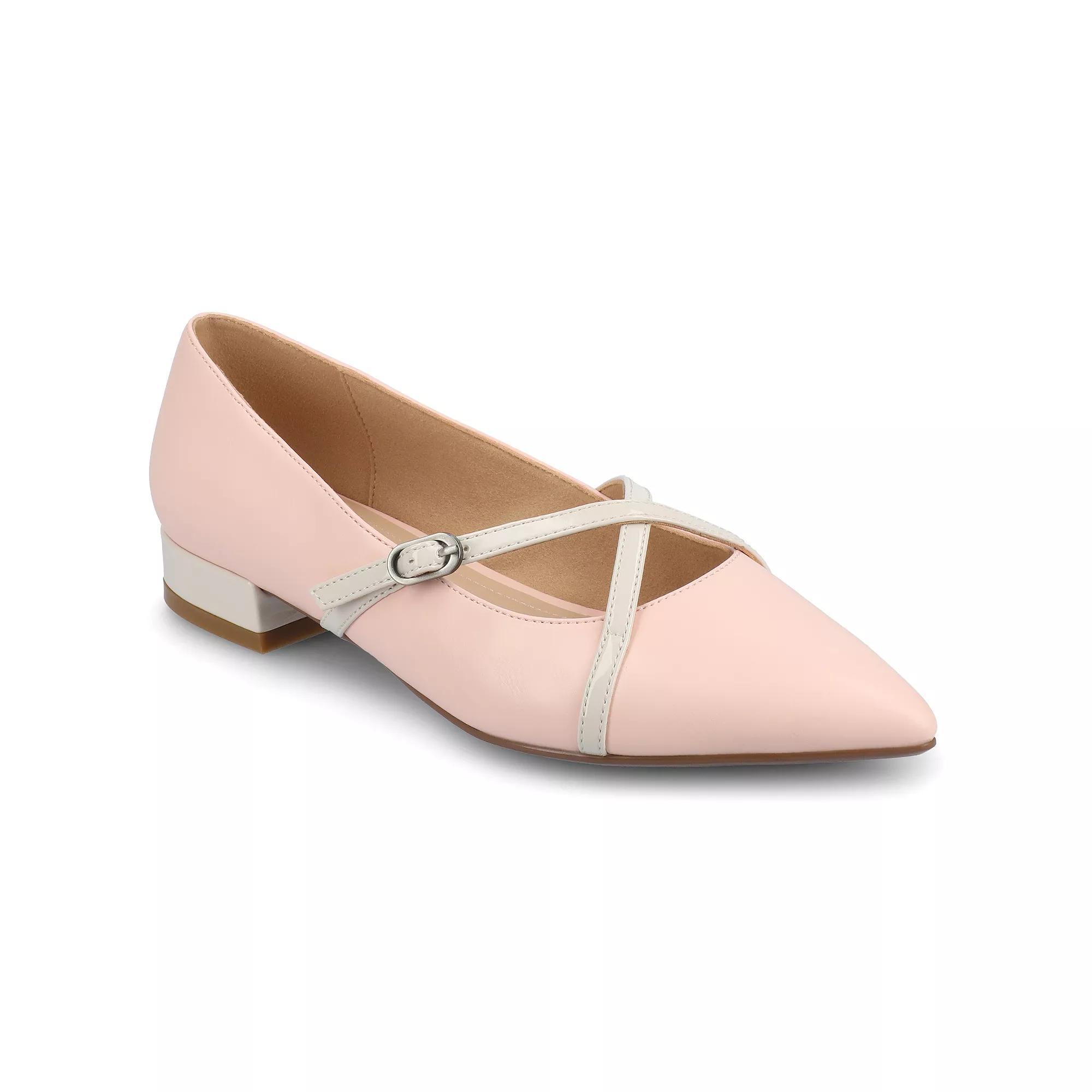Journee Camby Pointed Toe Covered Block Heel Women's Dress Flats, Size: 9, Pink Product Image