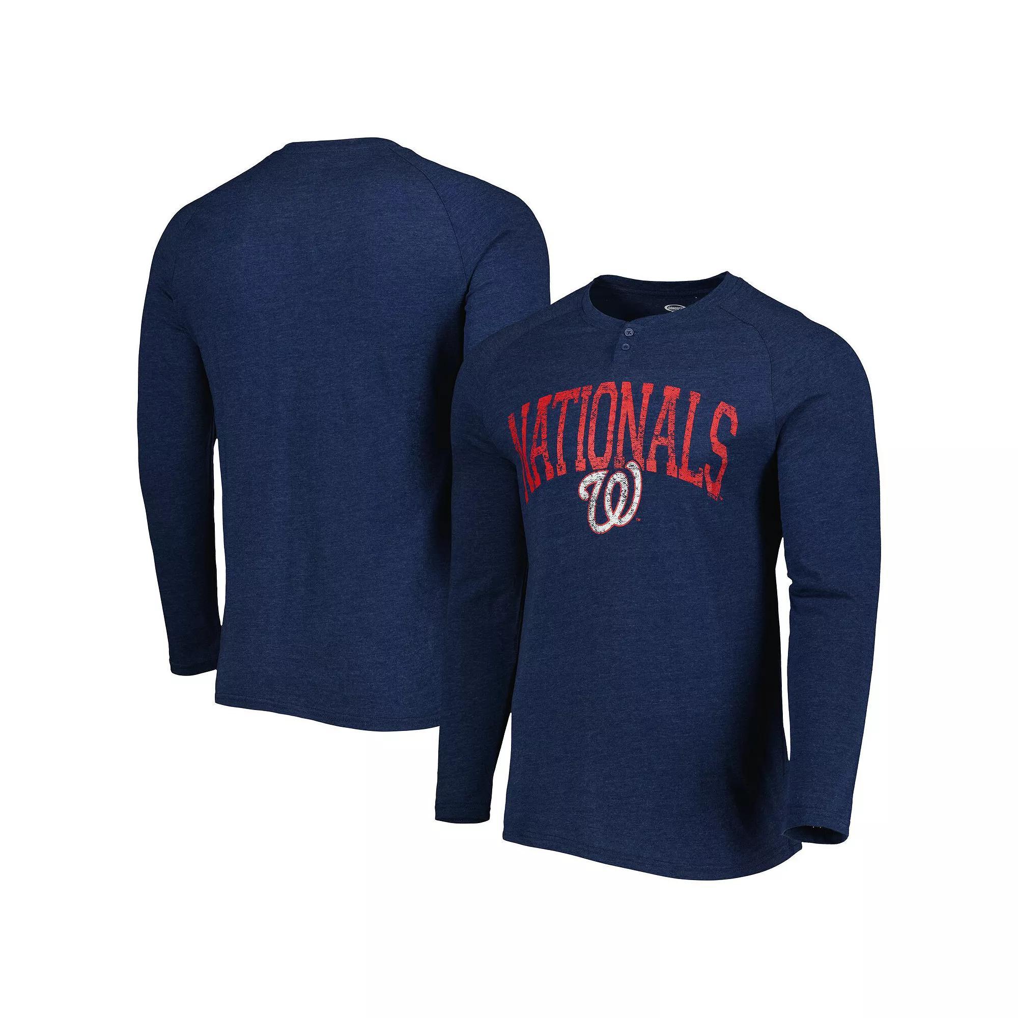 Mens Concepts Sport Washington Nationals Inertia Raglan Long Sleeve Henley T-Shirt Blue Product Image