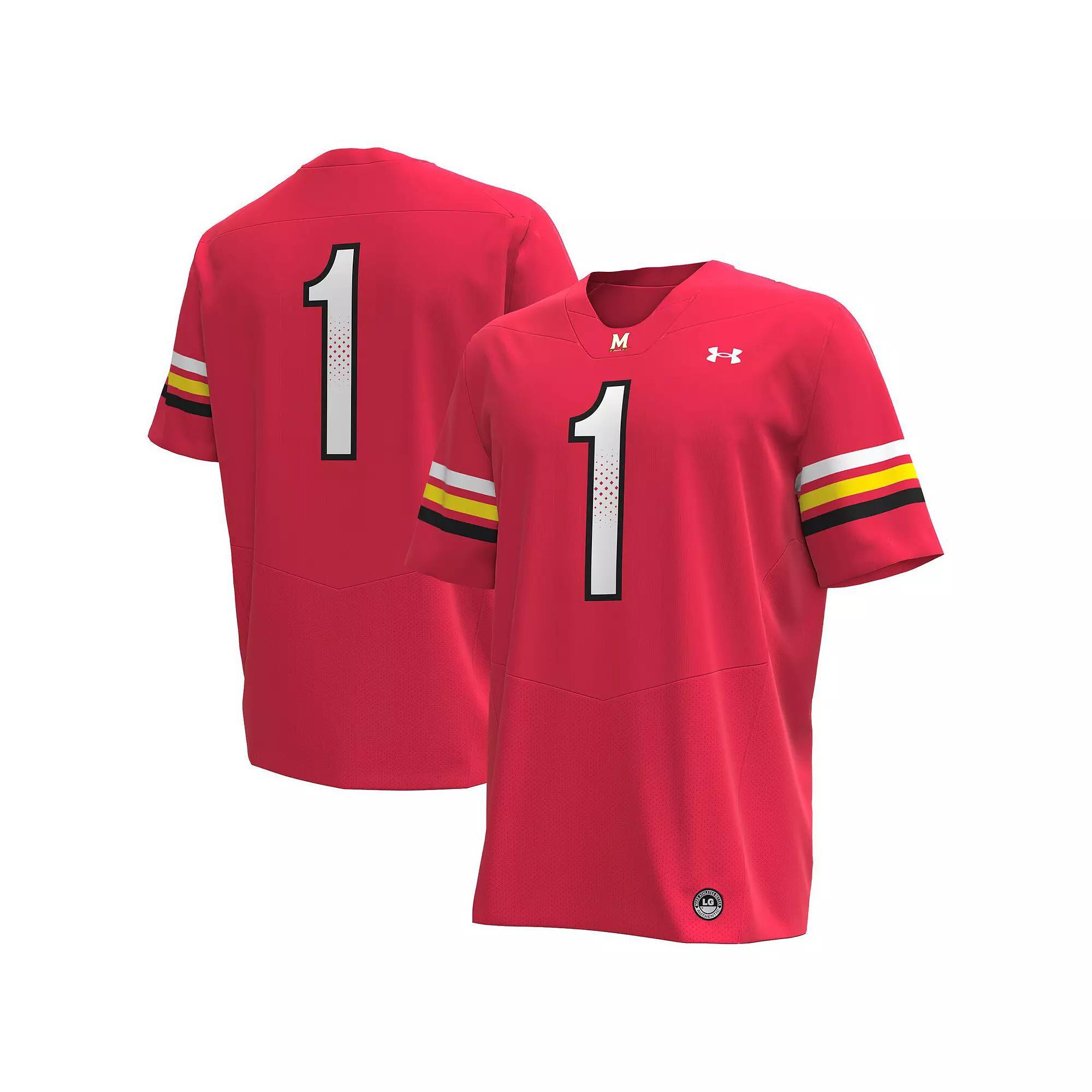 Men's Under Armour #1 Red Maryland Terrapins Replica Football Jersey, Size: Small Product Image