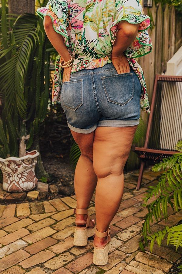 KanCan Taylor High Waist Shorts in Medium Wash Curves Product Image