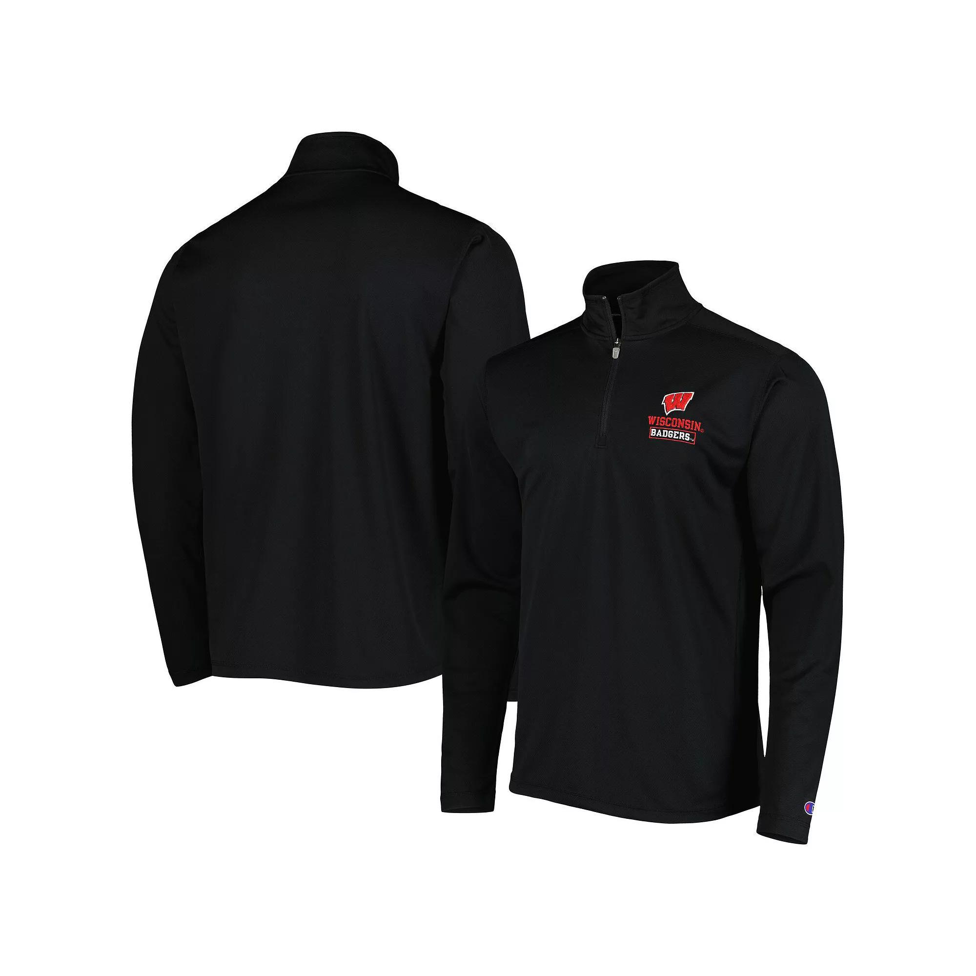 Mens Champion Wisconsin Badgers Textured Quarter-Zip Jacket Product Image