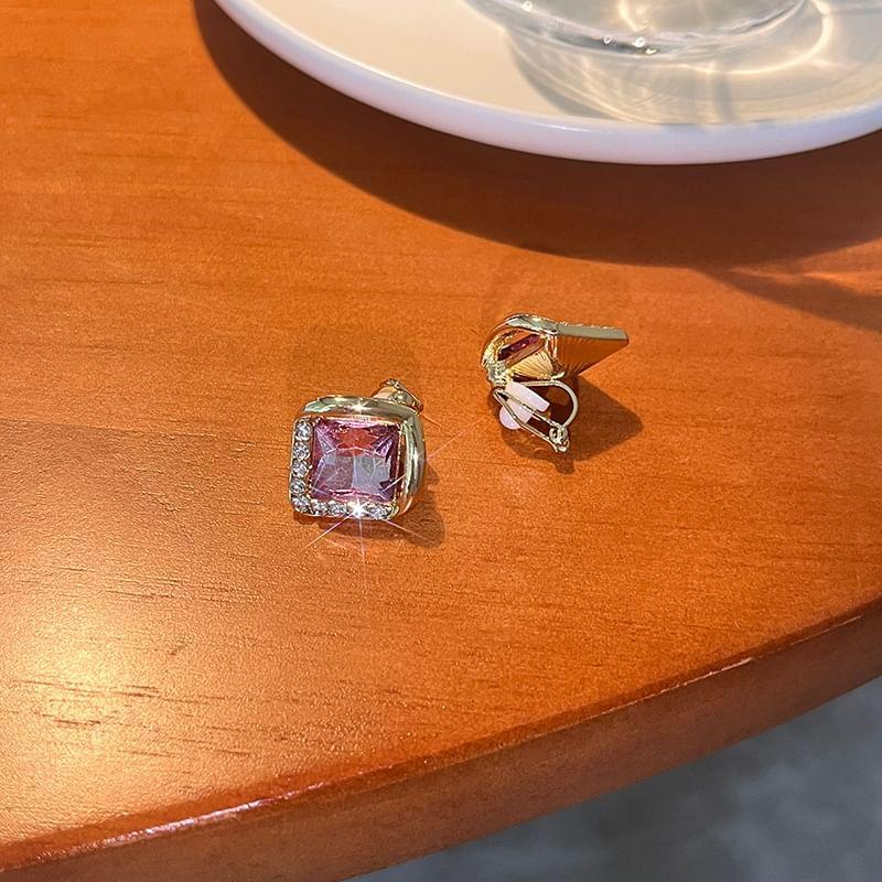 Rhinestone Square Alloy Earring Product Image
