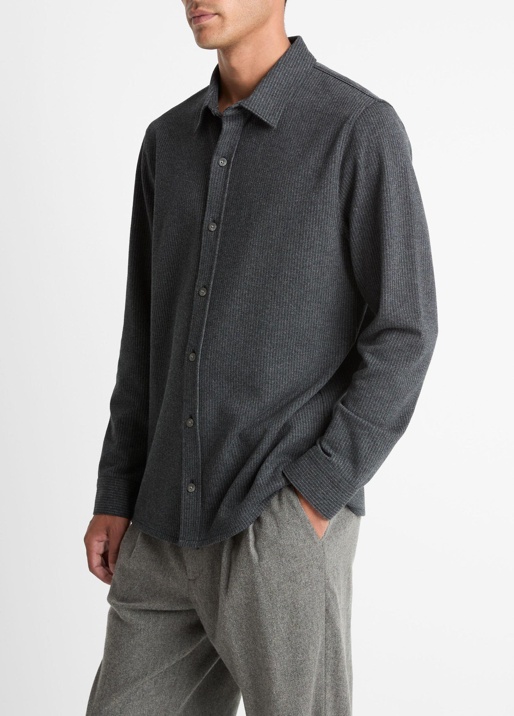 Pinstripe Jacquard Cotton-Blend Button-Front Shirt Product Image