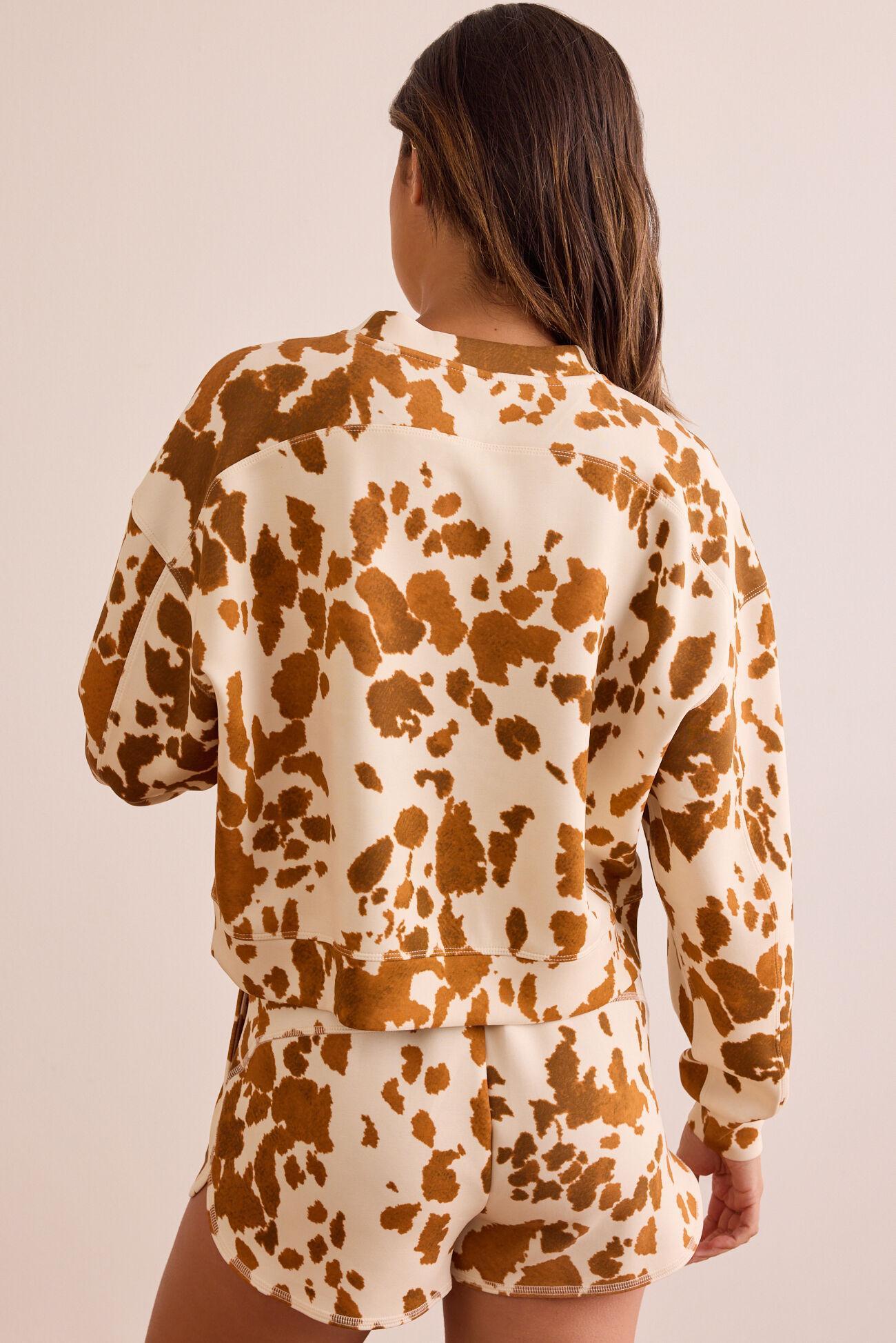 Cow Print Supersoft Cropped Crewneck Product Image