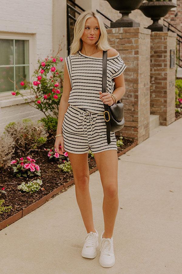 Dockside Cutie Stripe Romper in Black Product Image